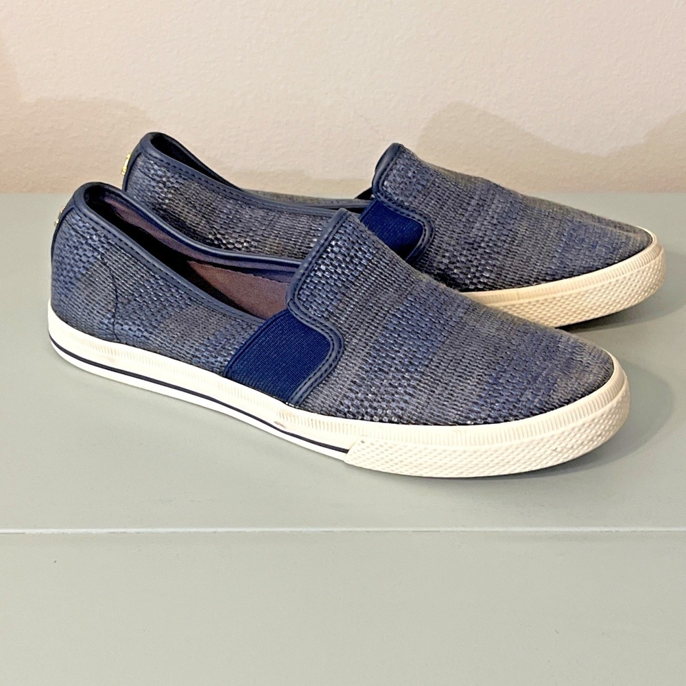Ralph Lauren Jinny Slip-On Sneakers Womens 7.5B Blue Canvas RL Logo Casual Shoe - Picture 7 of 12